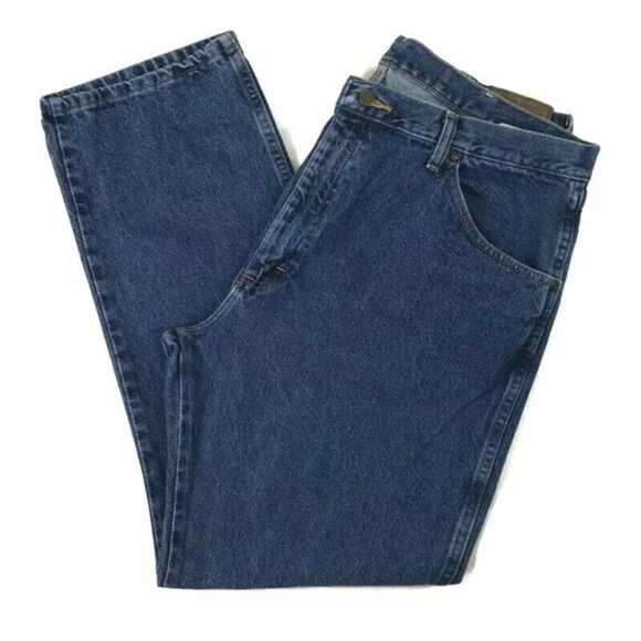 Wrangler 96501DS Dark Stonewash Regular Fit Straight Leg Denim Jean Mens 38x30.5 - Picture 5 of 12